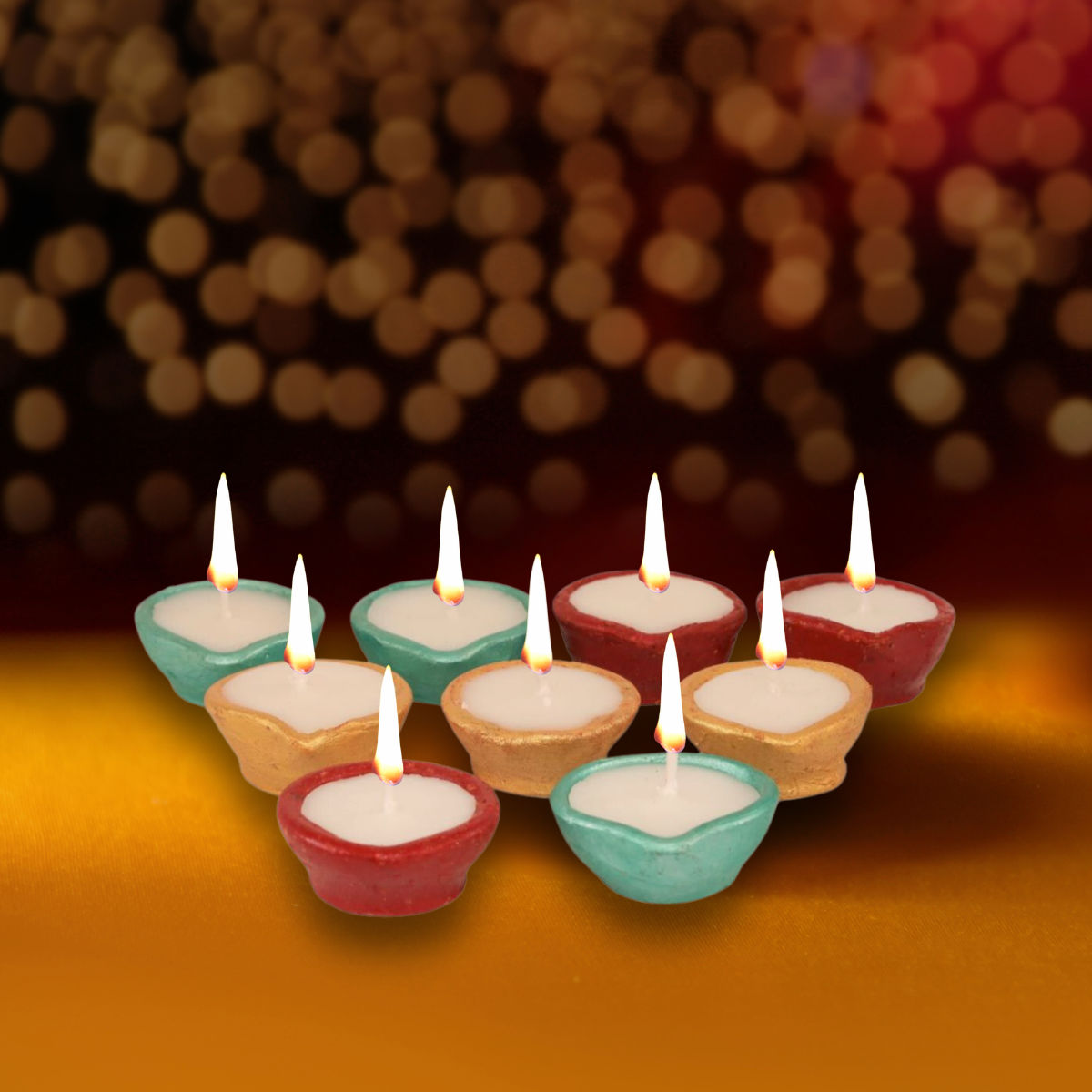 Classic Earthen Diya Set – 2.5 Hour Burn Time