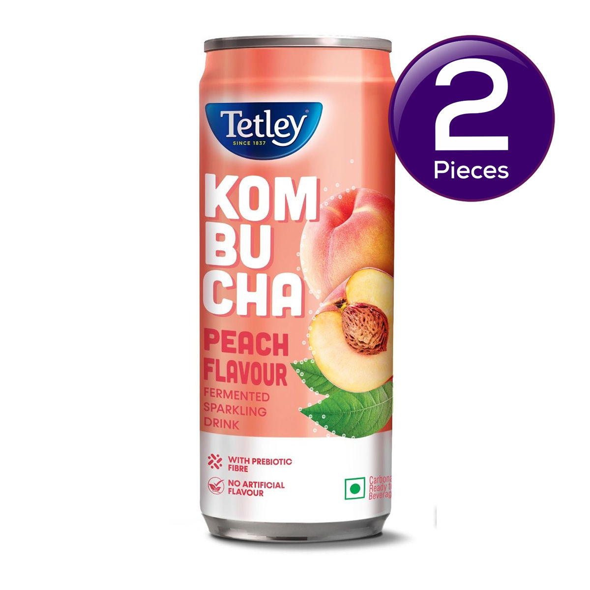 Tetley Kombucha Peach Fermented Water Drink With Prebiotic Fibre & No Artificial Flavour 250 ml  X 2 Combo