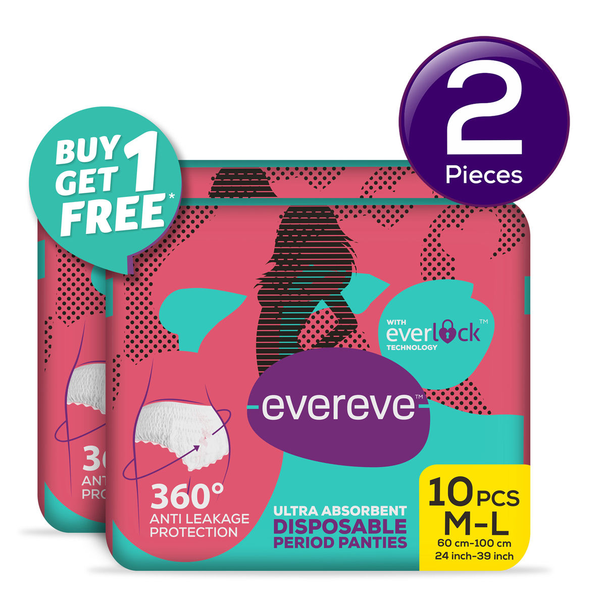 EverEve Ultra Absorbent Disposable Period Panties, M-L Buy 1 Get 1 10 pc Combo