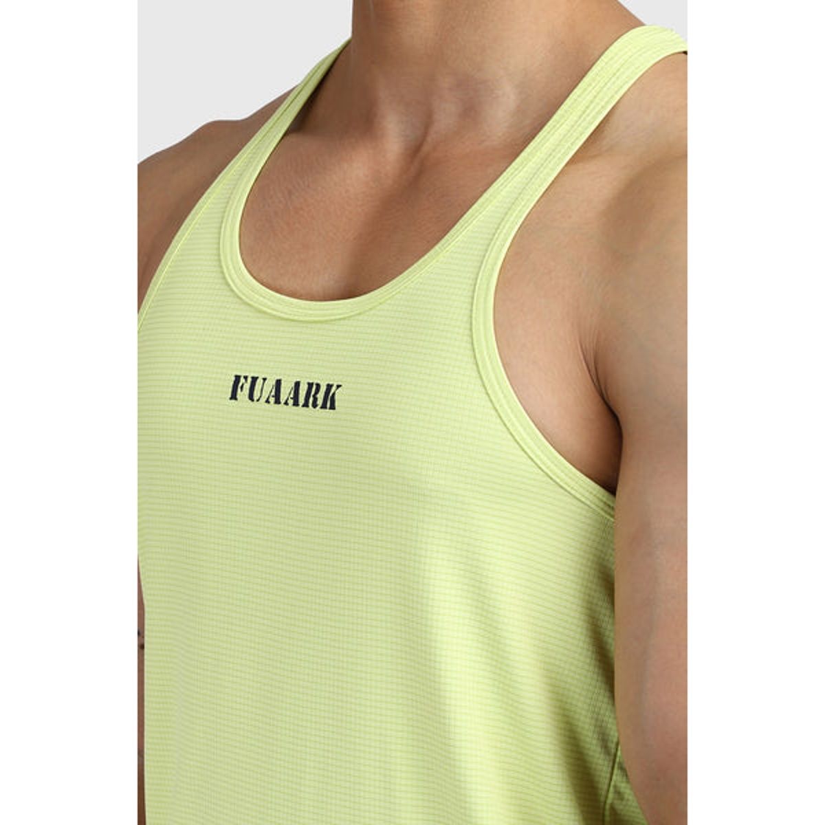 Fuaark Men's Checks Stringer Tank | Lime - XL