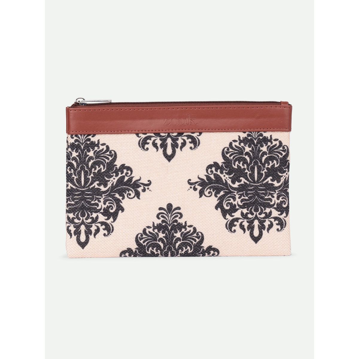 Zouk Unisex Vegan Leather Pouch | Cream and Black