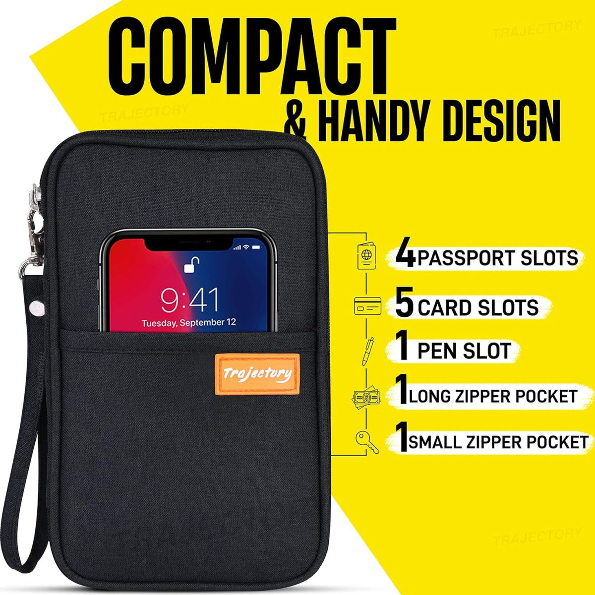 Trajectory Fabric Travel Passport and Card Holder and Wallet Organiser Case