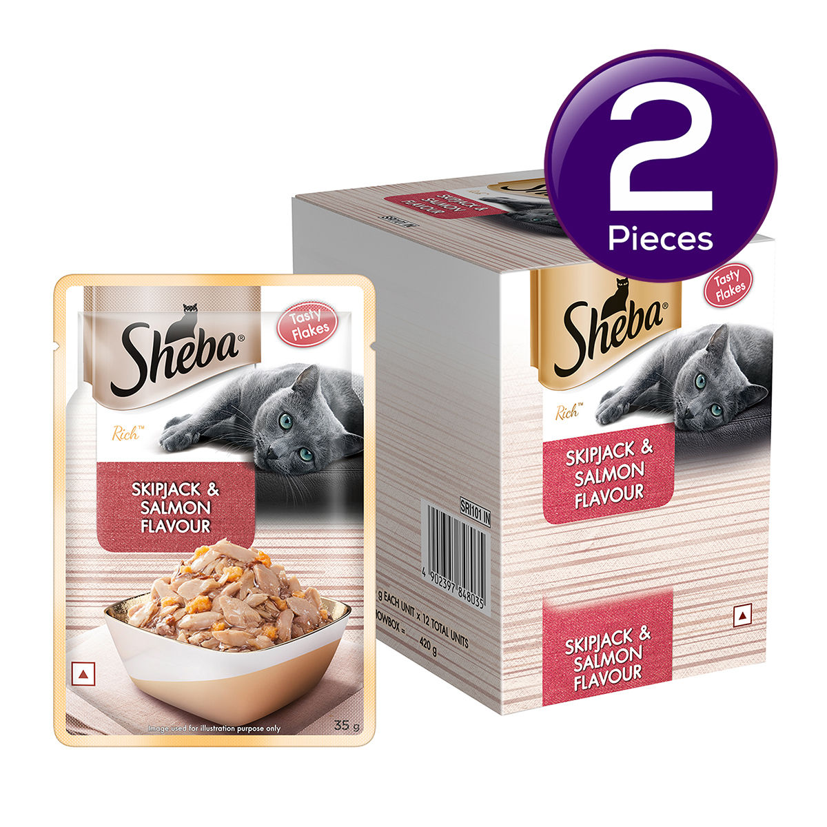 Sheba Rich Adult Skipjack & Salmon Flavour Wet Cat Food, 12 x 35g, Pack of 3