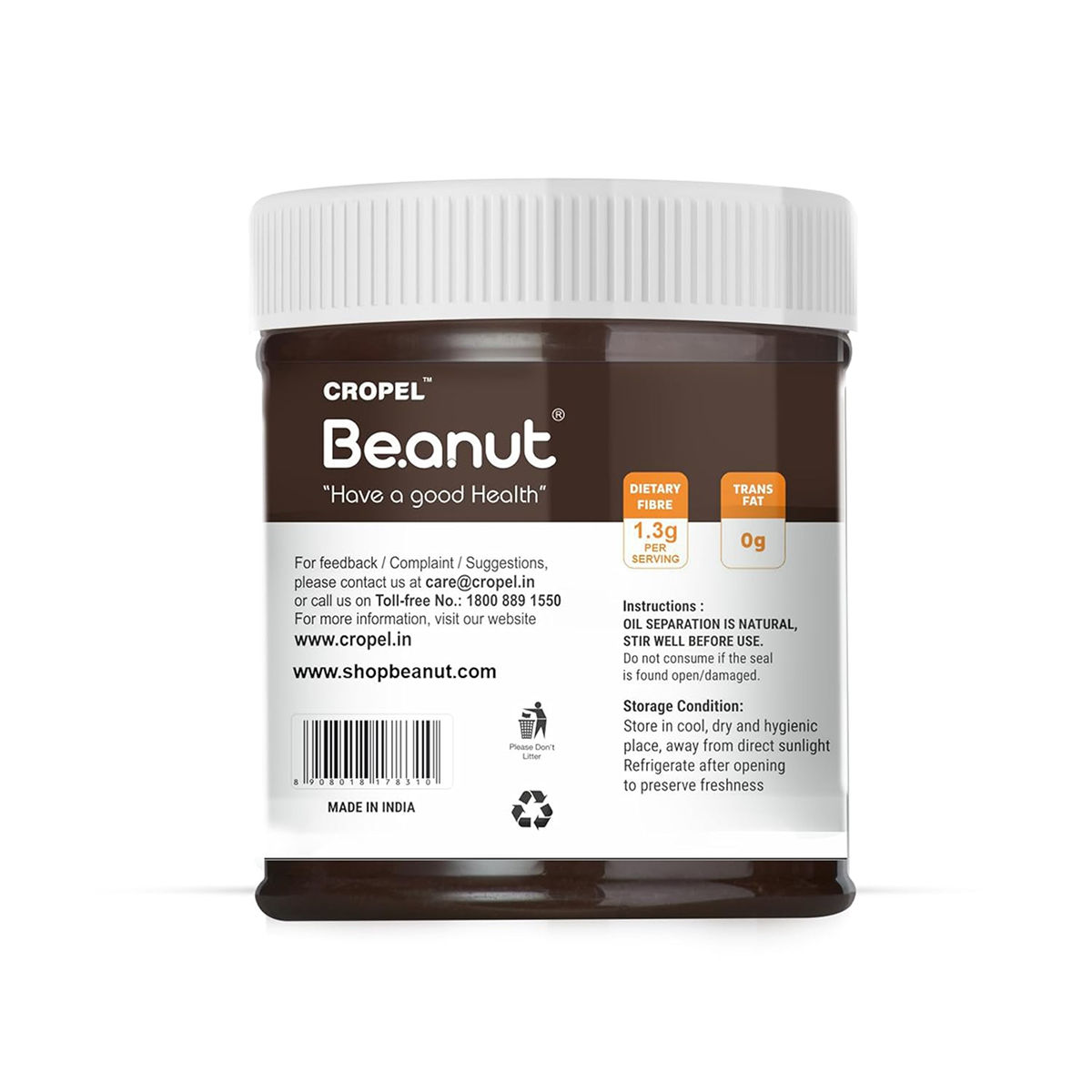 Be.anut Dark Chocolate Peanut Butter - Crunchy