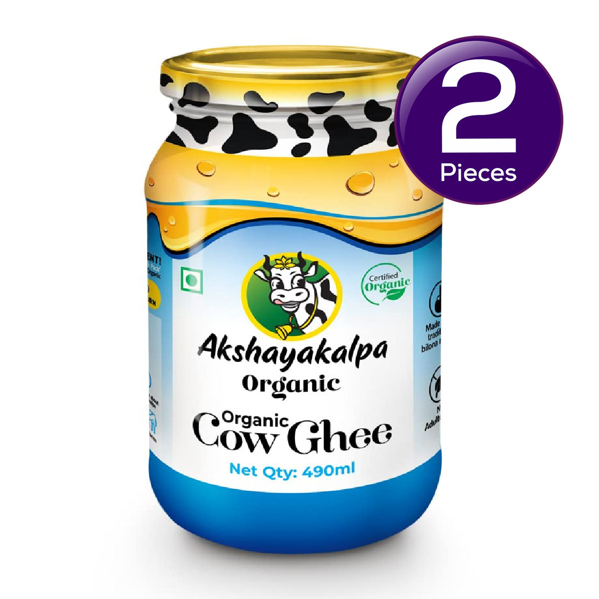 Akshayakalpa Organic Cow Ghee 490 ml X 2 Combo
