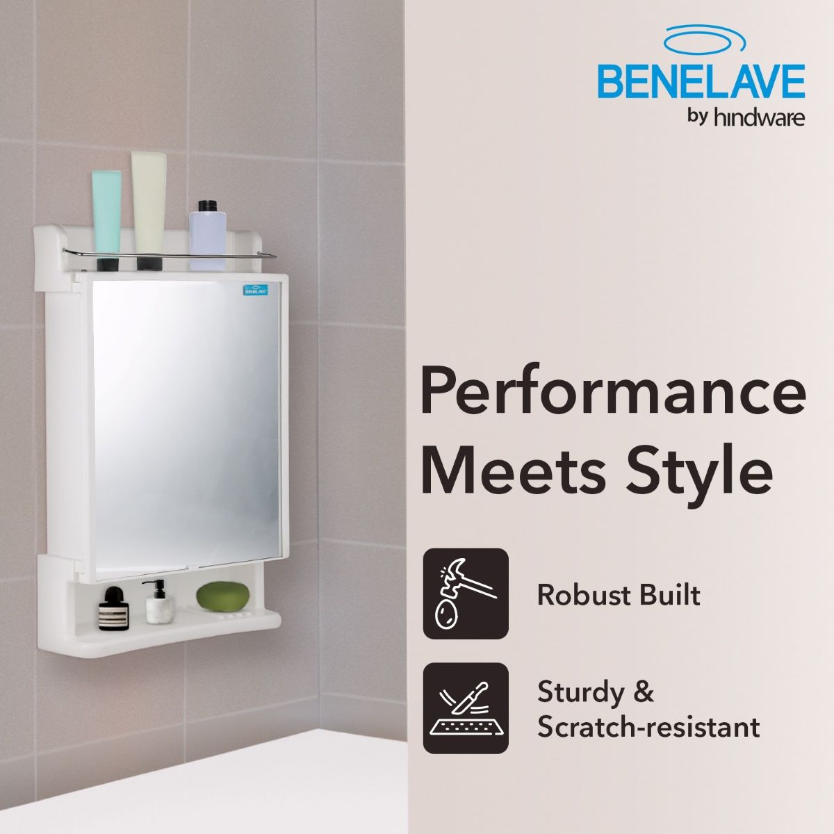 Benelave By Hindware Multipupose Bathroom Cabinet With Mirror, Bathroom Storage Solution