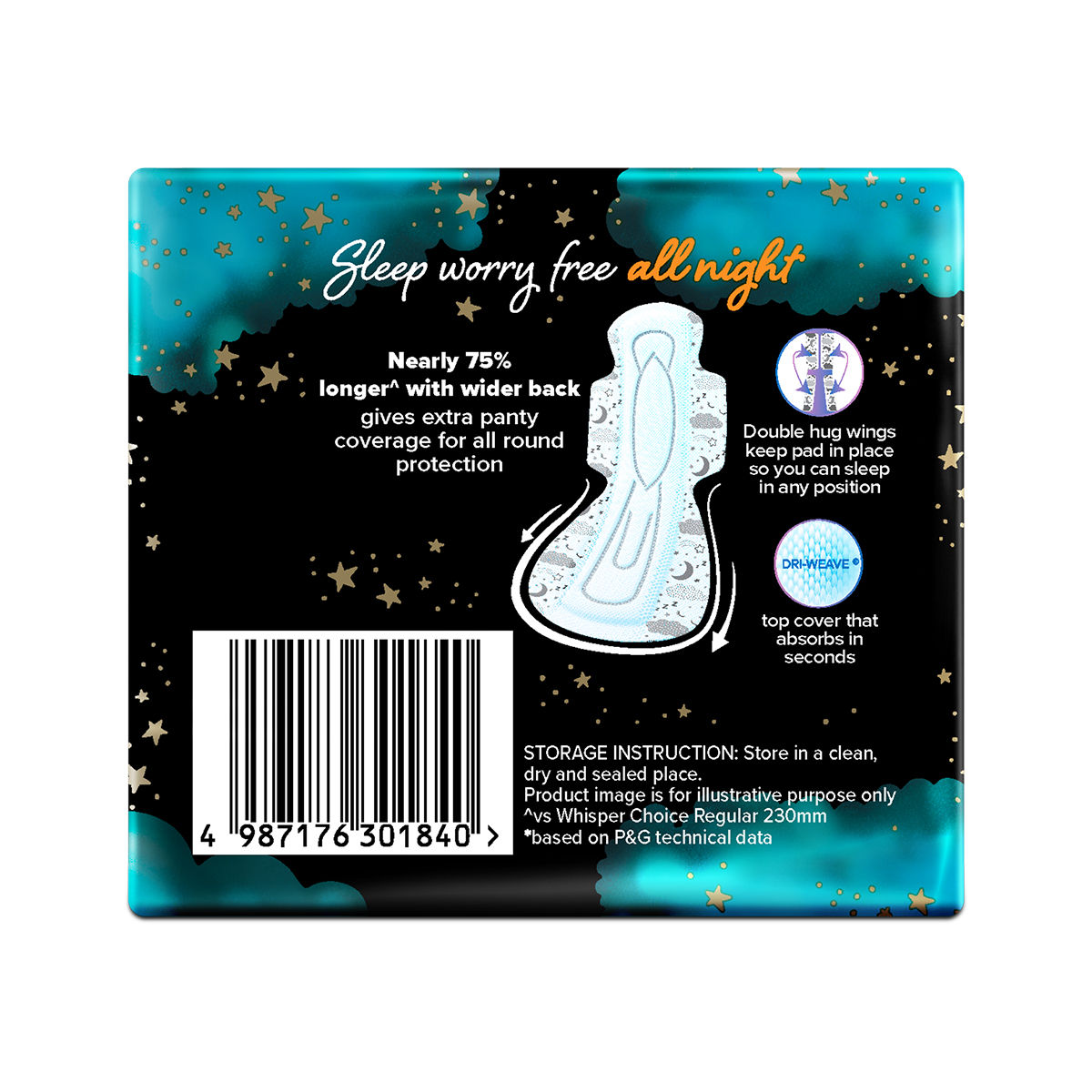 Whisper Bindazzz Nights XXXL Sanitary Pads