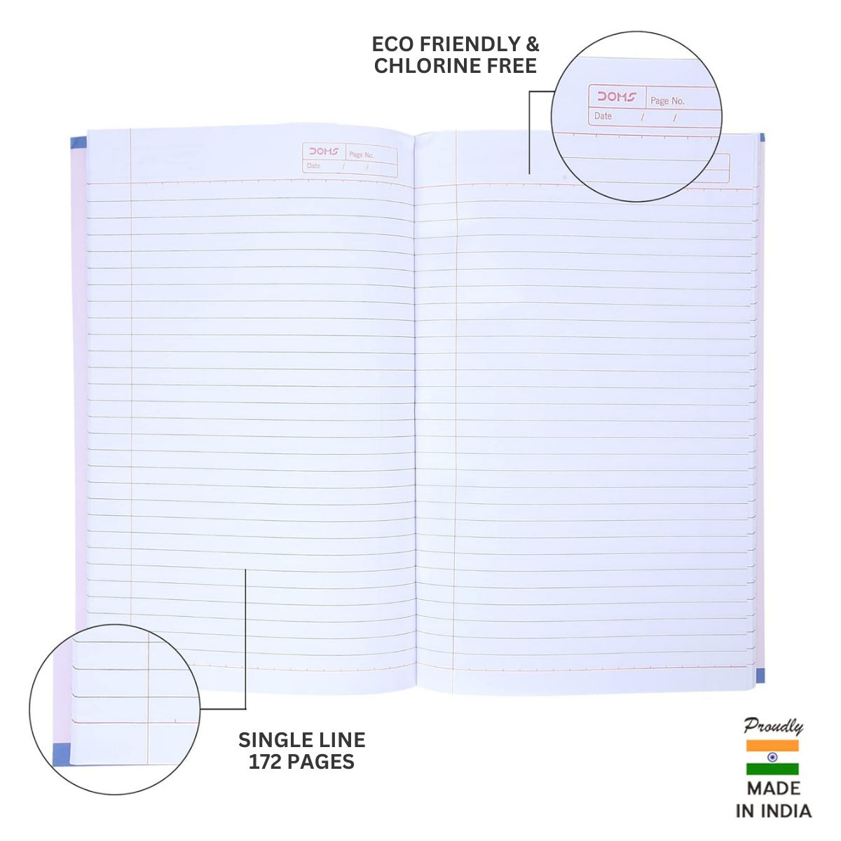 Doms Single Line (City Life Series) Note Book - Assorted 172 Pages