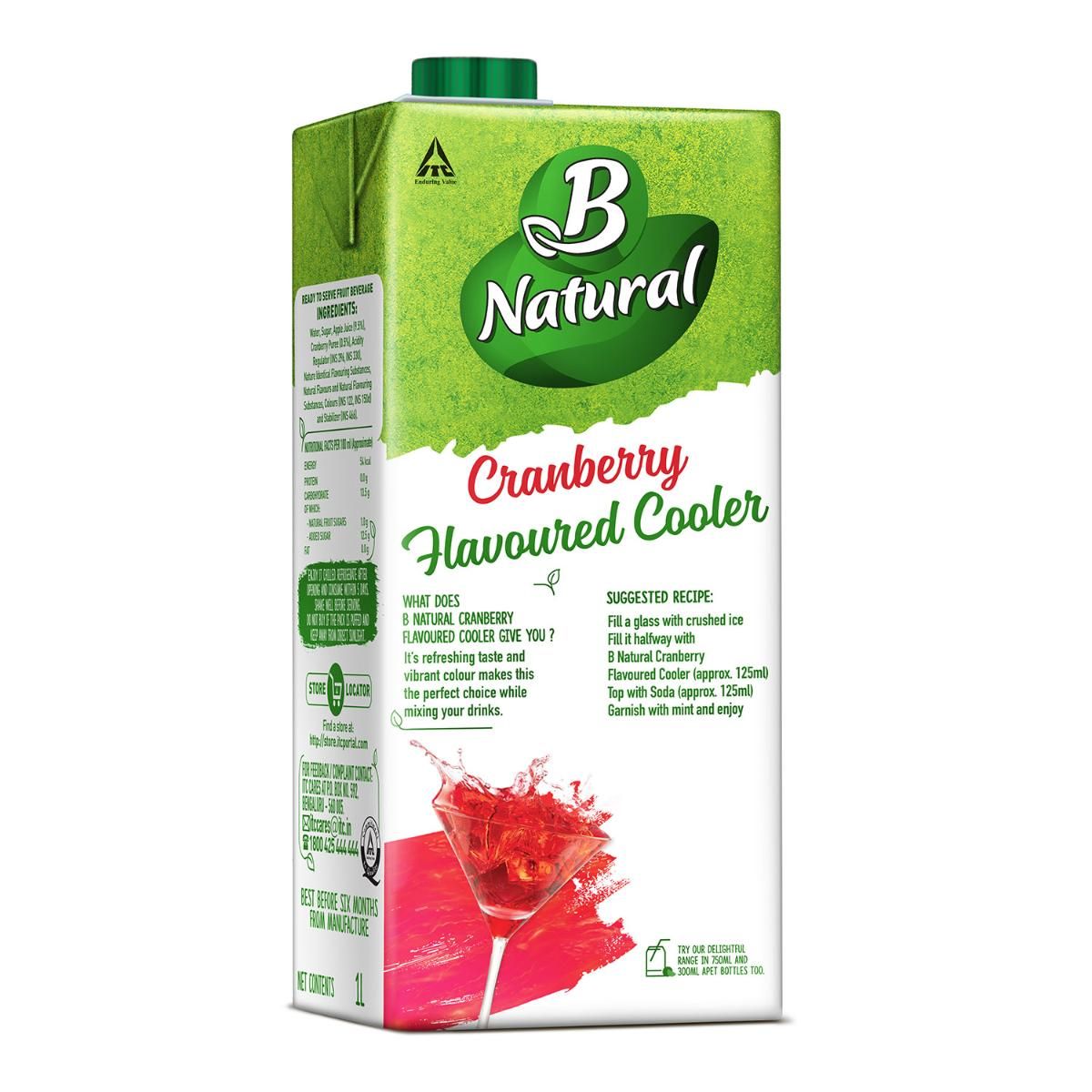 B Natual Cranberry Juice Tetrapack 1 l Combo