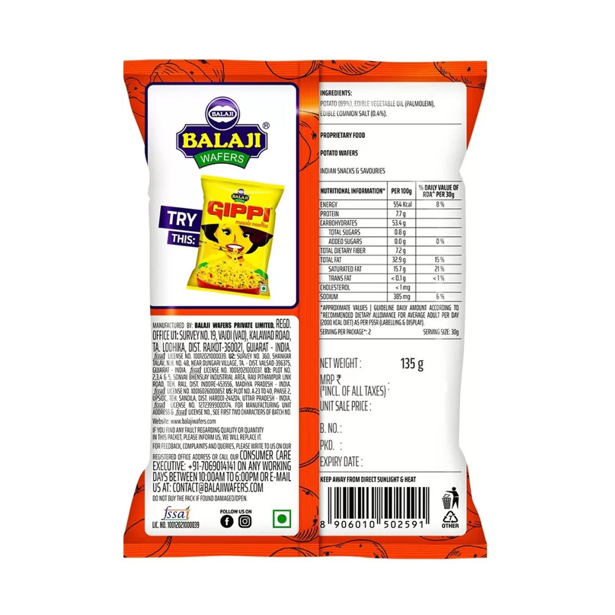 Balaji Simply Salted Chips 135 g Combo