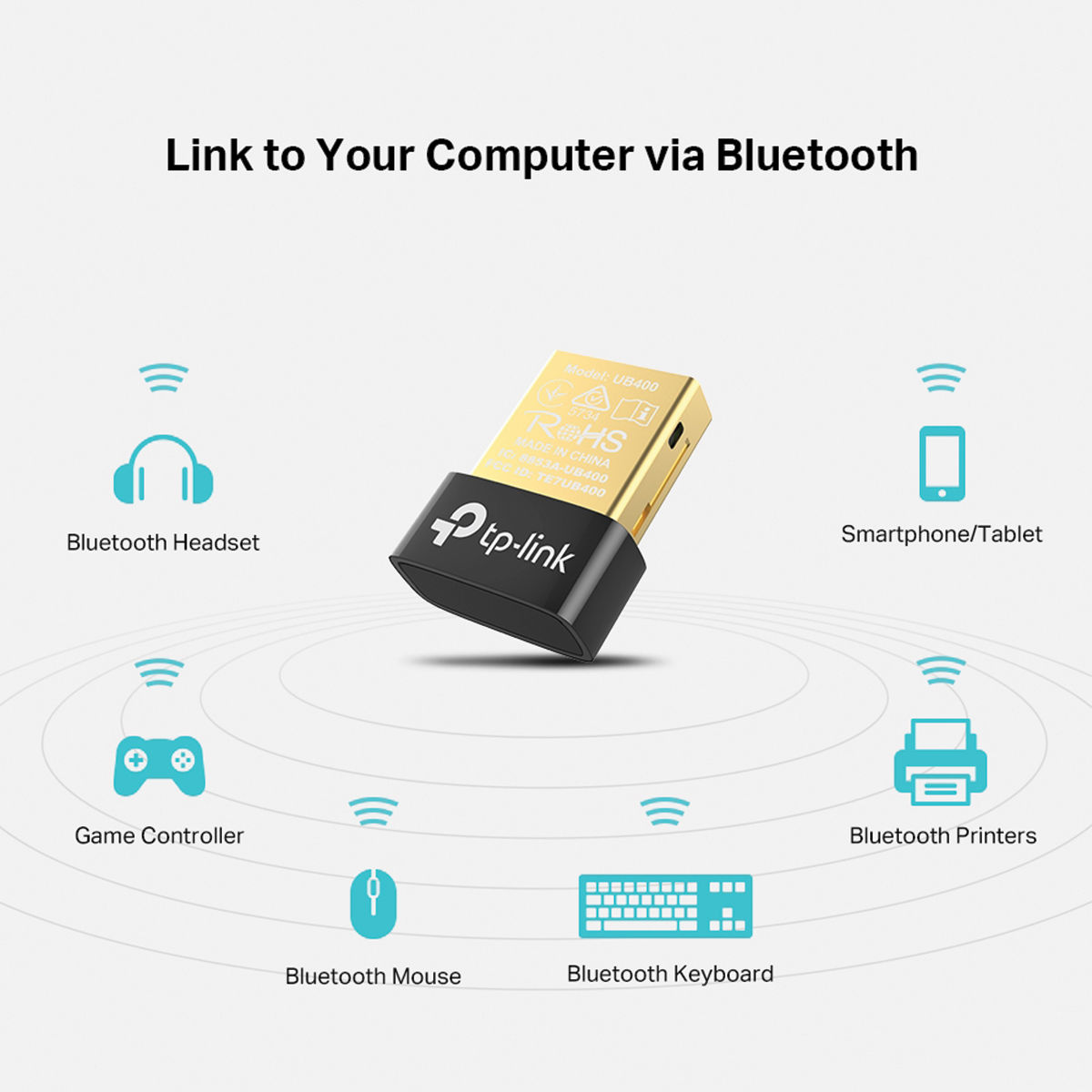 TP-Link UB400 Bluetooth 4.0 Nano-Sized USB Adapter, Dongle Receiver Support Windows
