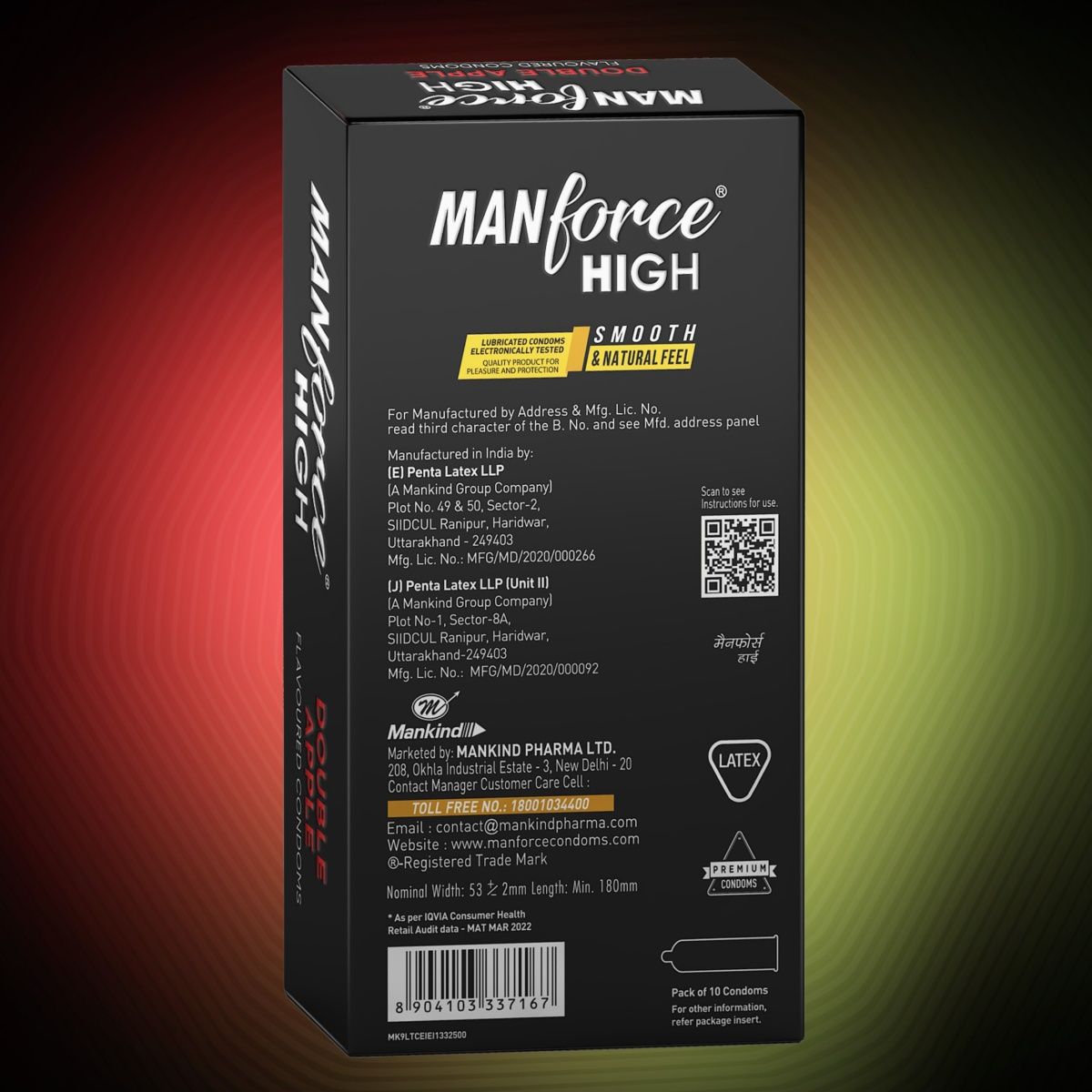 Manforce Ultra Feel Super Thin Bubble Gum Flavoured Condom With Thickness Of 0.05Mm(10pc) & Manforce High Flavoured Condoms - Double Apple(10pc) Combo