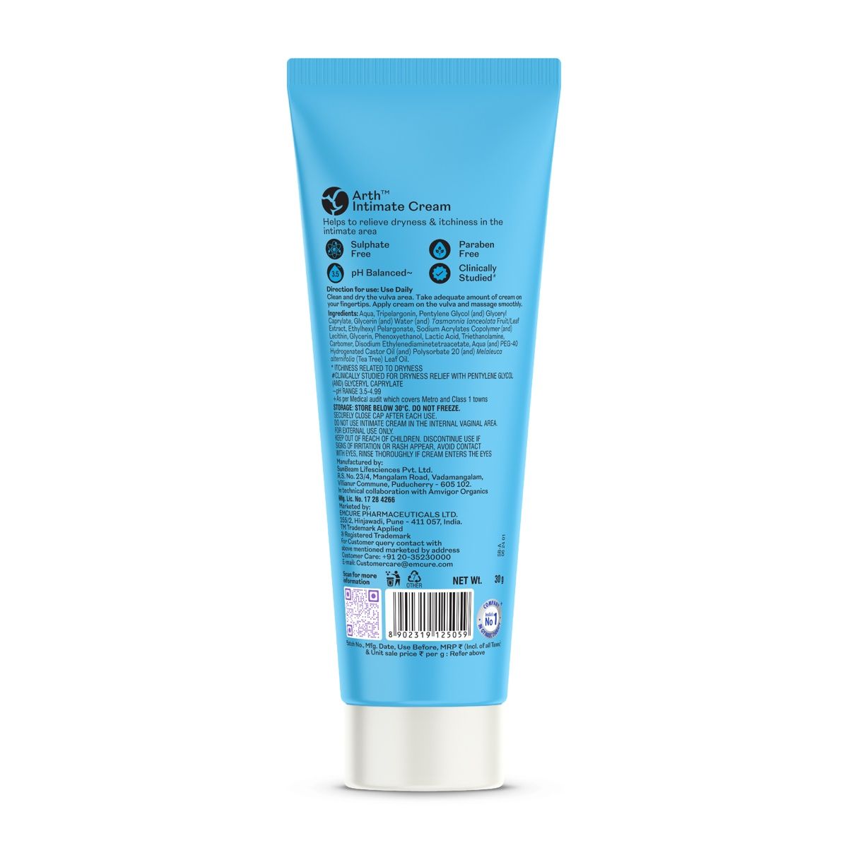 Arth Intimate Cream | Hydrates Intimate Area & Balances pH Levels | Australian Tea Tree