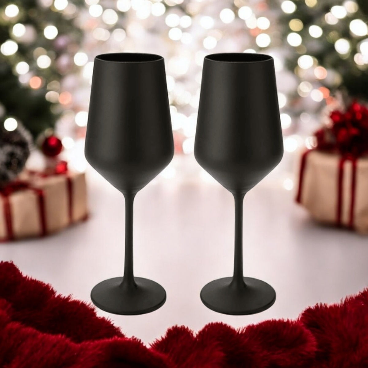 Bar Box Claclac Midnight Black Crystal Wine Glass | Set of 2