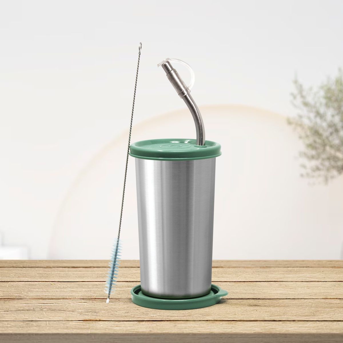 Signoraware Sip Fast Small 420Ml Stainless Steel Sipper E Green