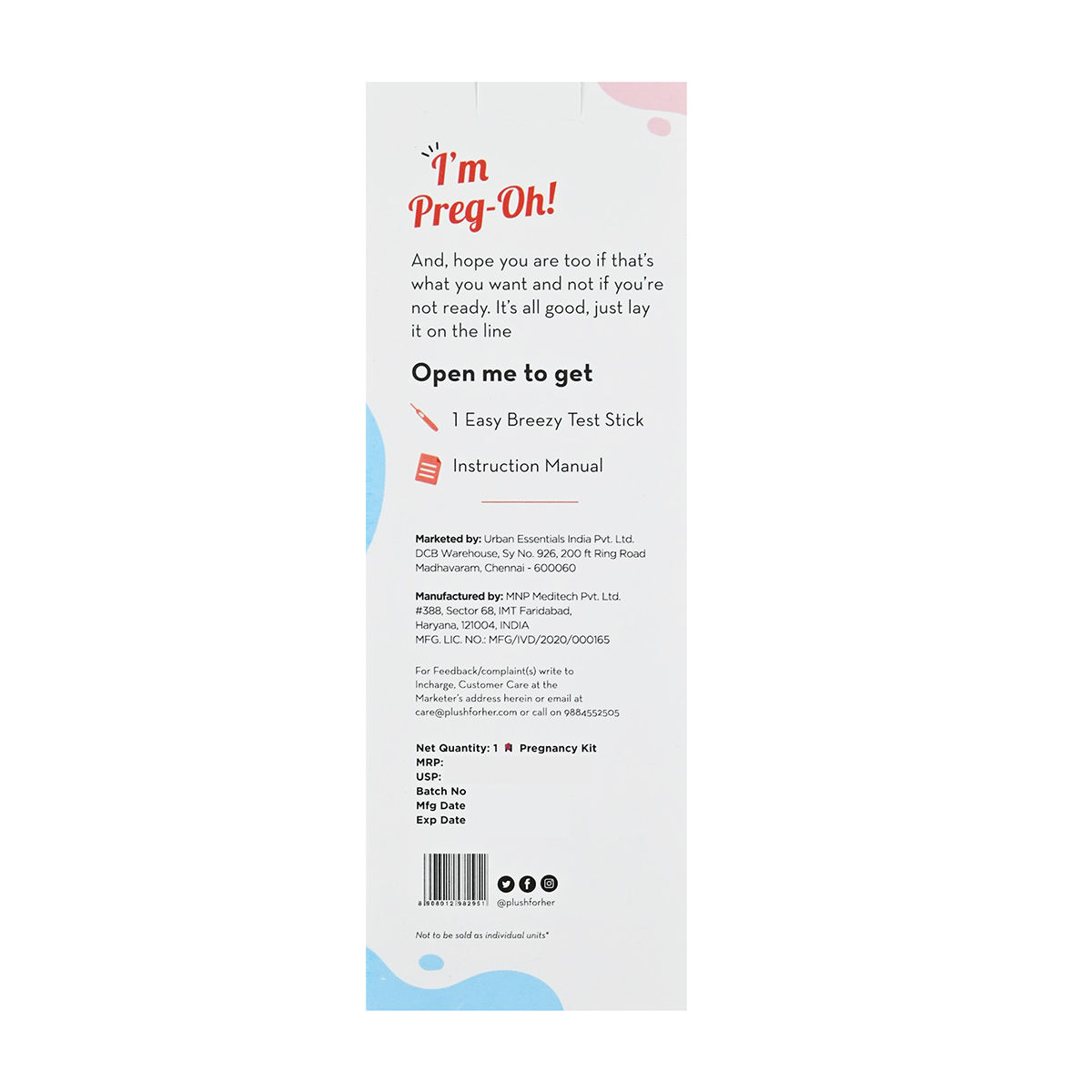 Plush Preg-Oh! Midstream Pregnancy Test Kit Rapid One Step Home Test 99% Accuracy