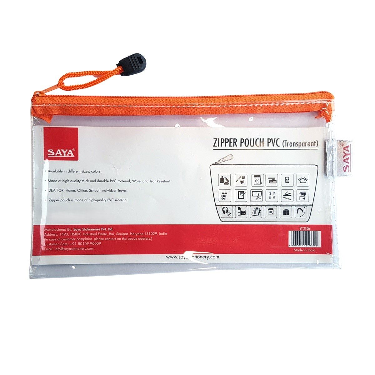 Saya Assorted A6 Zipper Bag Pvc | Transparent