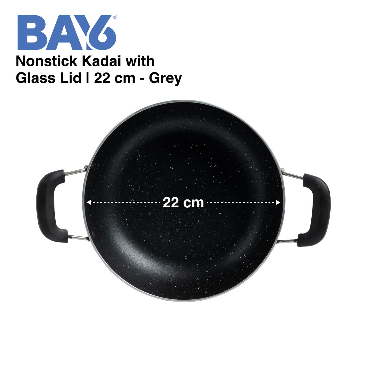 BAY6 Nonstick Cookware Set - (Dosa Tawa 26 cm + Kadai with Lid 22 cm) - Grey - (2pc)