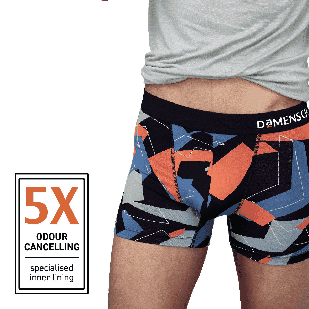 DaMENSCH Men's Modal Trunks | Black and Blue - XL
