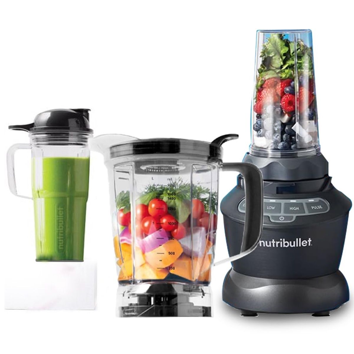 Nutribullet Combo Mixer Grinder/Smoothie Maker | 1000W | 2 Jars | 1.6L Pitcher & Tamper - Dark Grey