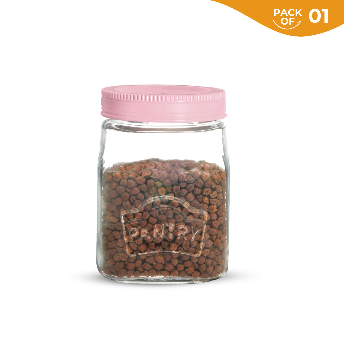 Yera Pantry Storage Jars With Premium Airlitght Lids 1500 ml 1 pcs Jar - With Pink Colored Lids