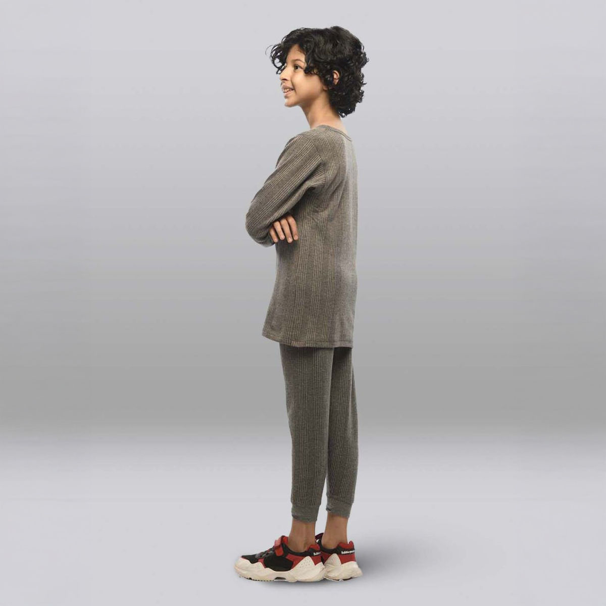 Lux Inferno Thermal Top and Bottom Set for Kids | Charcoal | 70