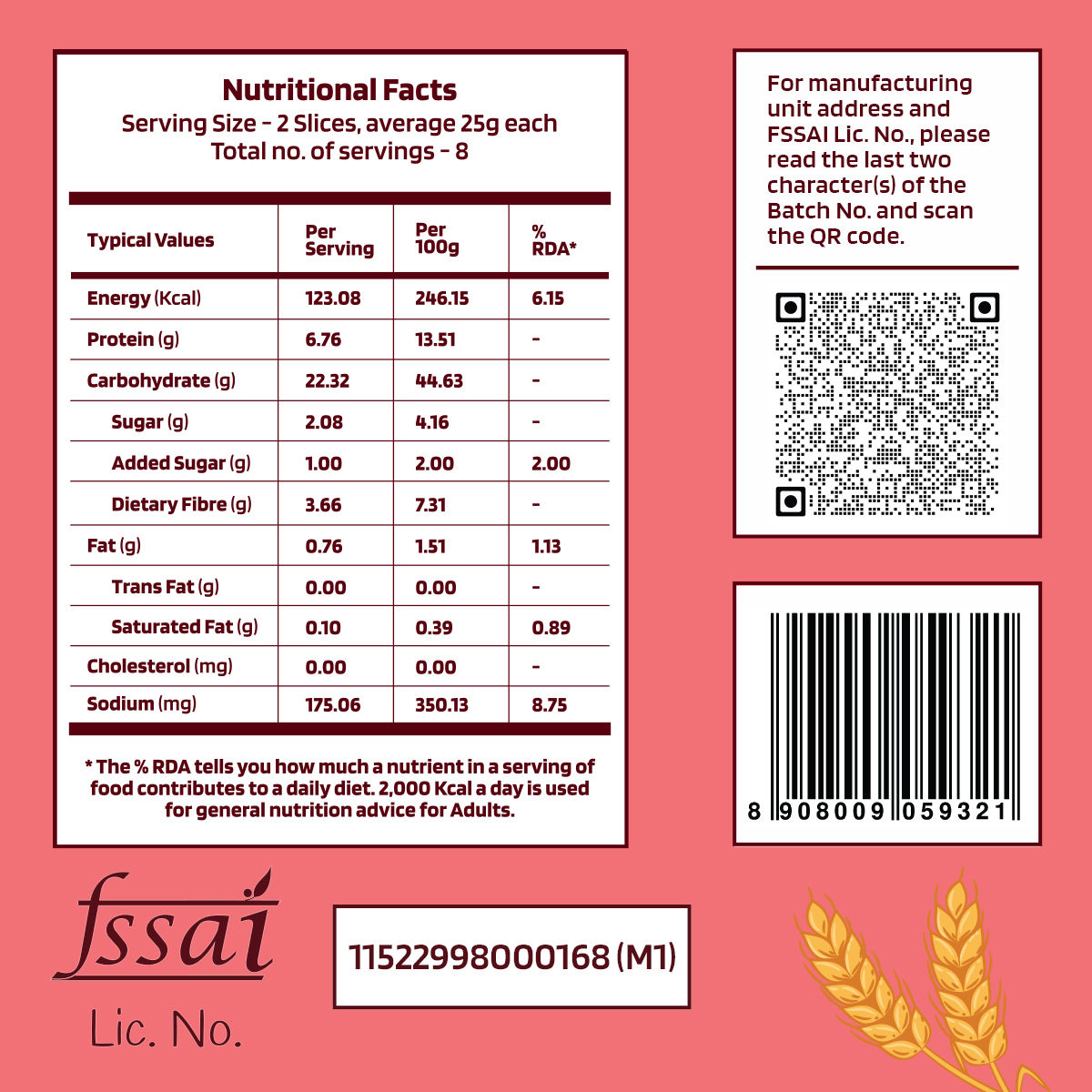 The Health Factory Zero Maida Multigrain Bread | Clean Label - Not Brown