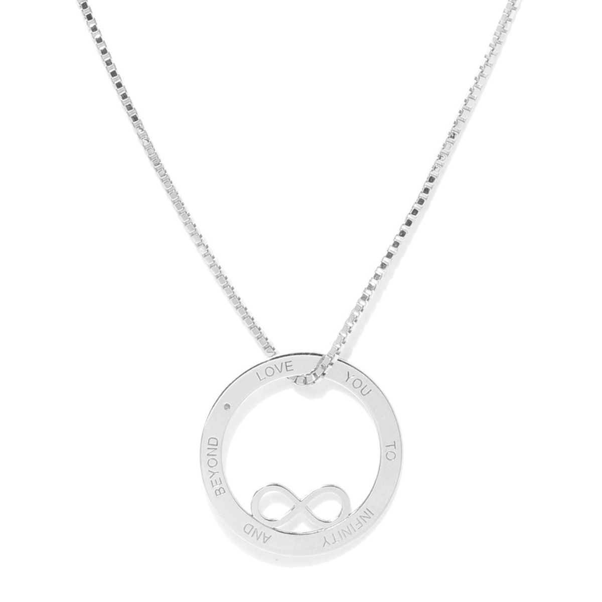 Carlton London Rhodium Plated with Infinity Circular Texture Pendant with Chain | B615617N-1