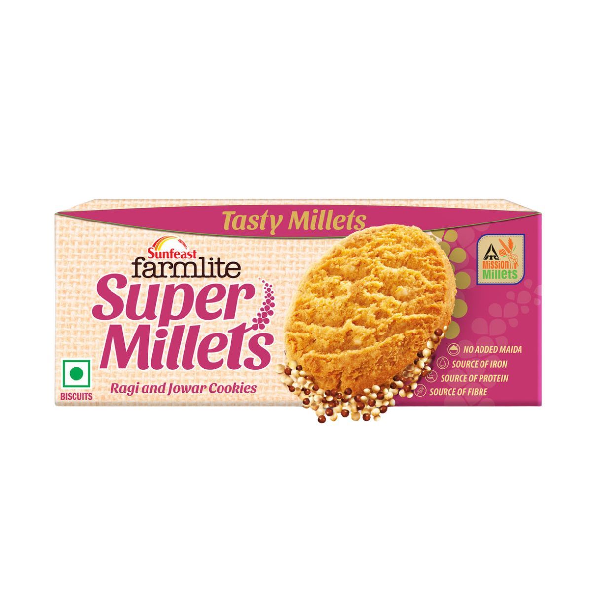 Sunfeast Farmlite Super Millets Ragi and Jowar Cookies,Delightfully Tasty & Crunchy 75 g Combo
