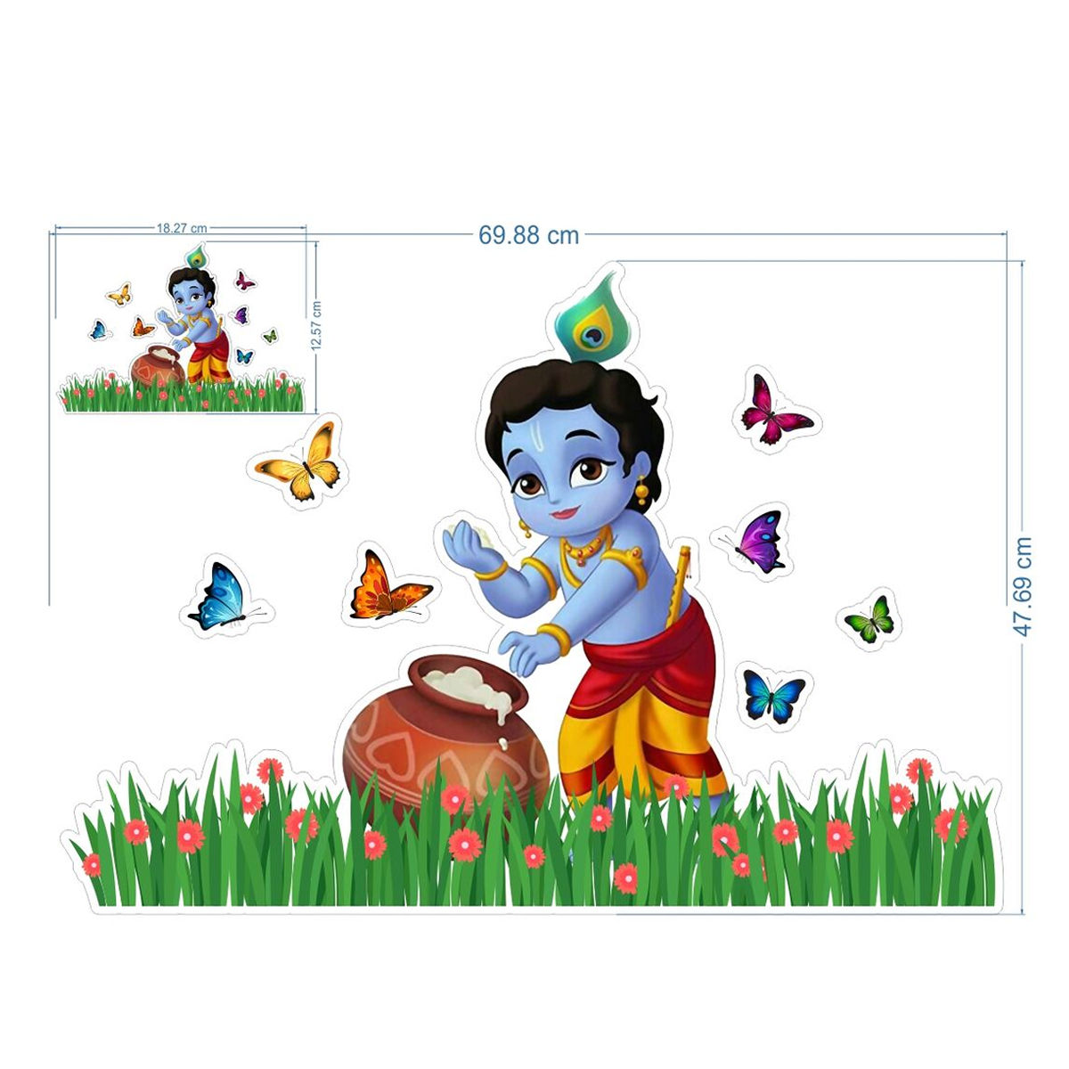 Divine Vibes Laddoo Gopal Krishna Eating Makhan Wall Sticker