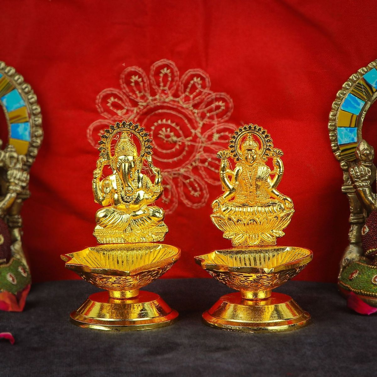 Metal Lakshmi Ganpati Diya