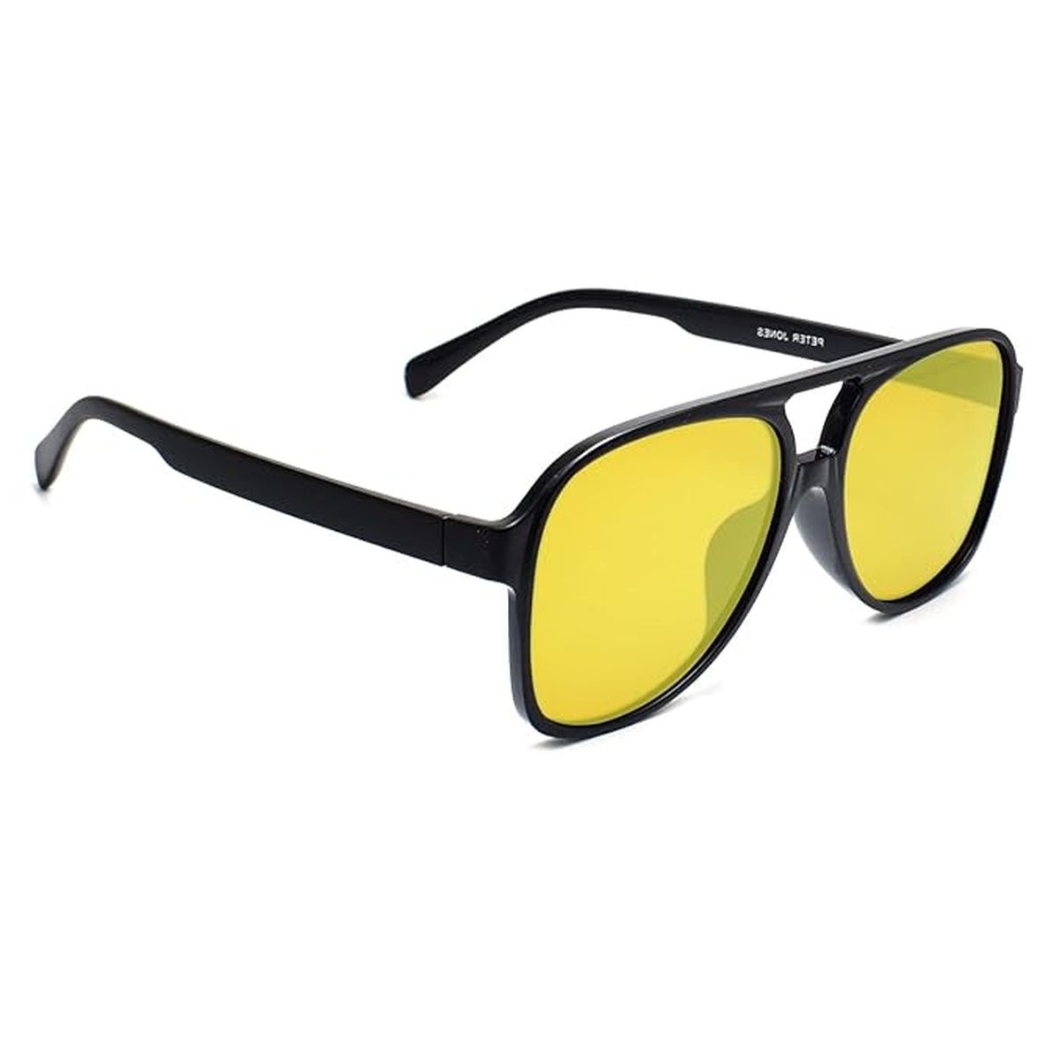 Peter Jones Unisex Solid Polycarbonate Aviator Sunglasses | Black - L