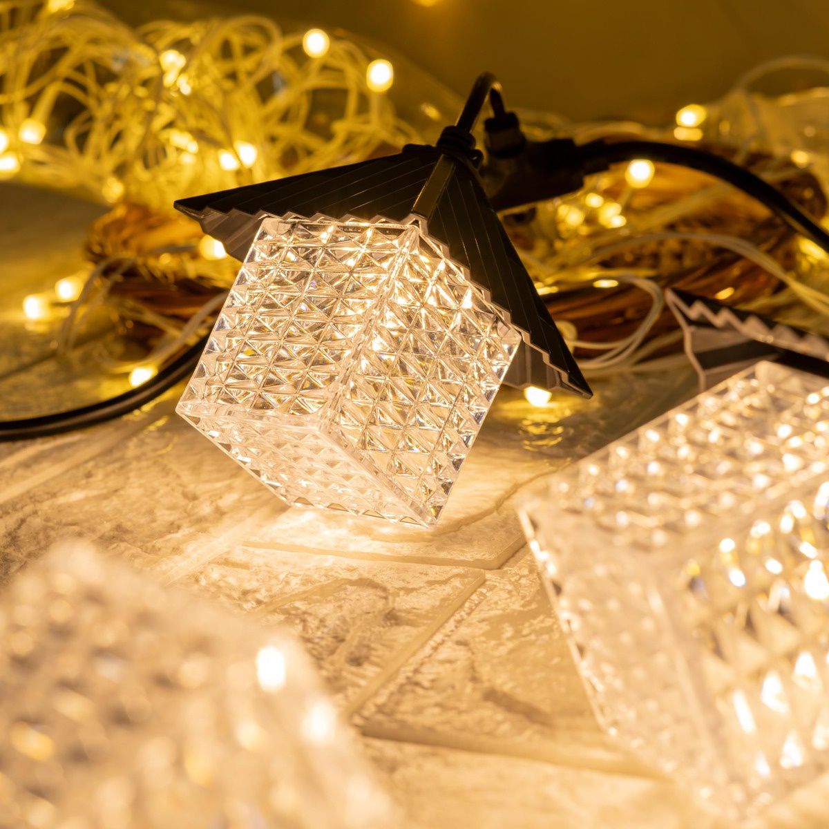 Desidiya Cube Design Outdoor String Lights  Warm White Glow For Indoor & Outdoor Charm