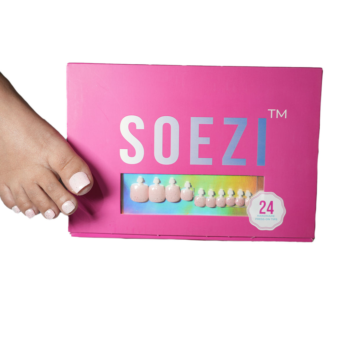 Toezi By Soezi Press On Nails- Shimmy Time - 24 Reusable Nails - Application Kit - Medium Square