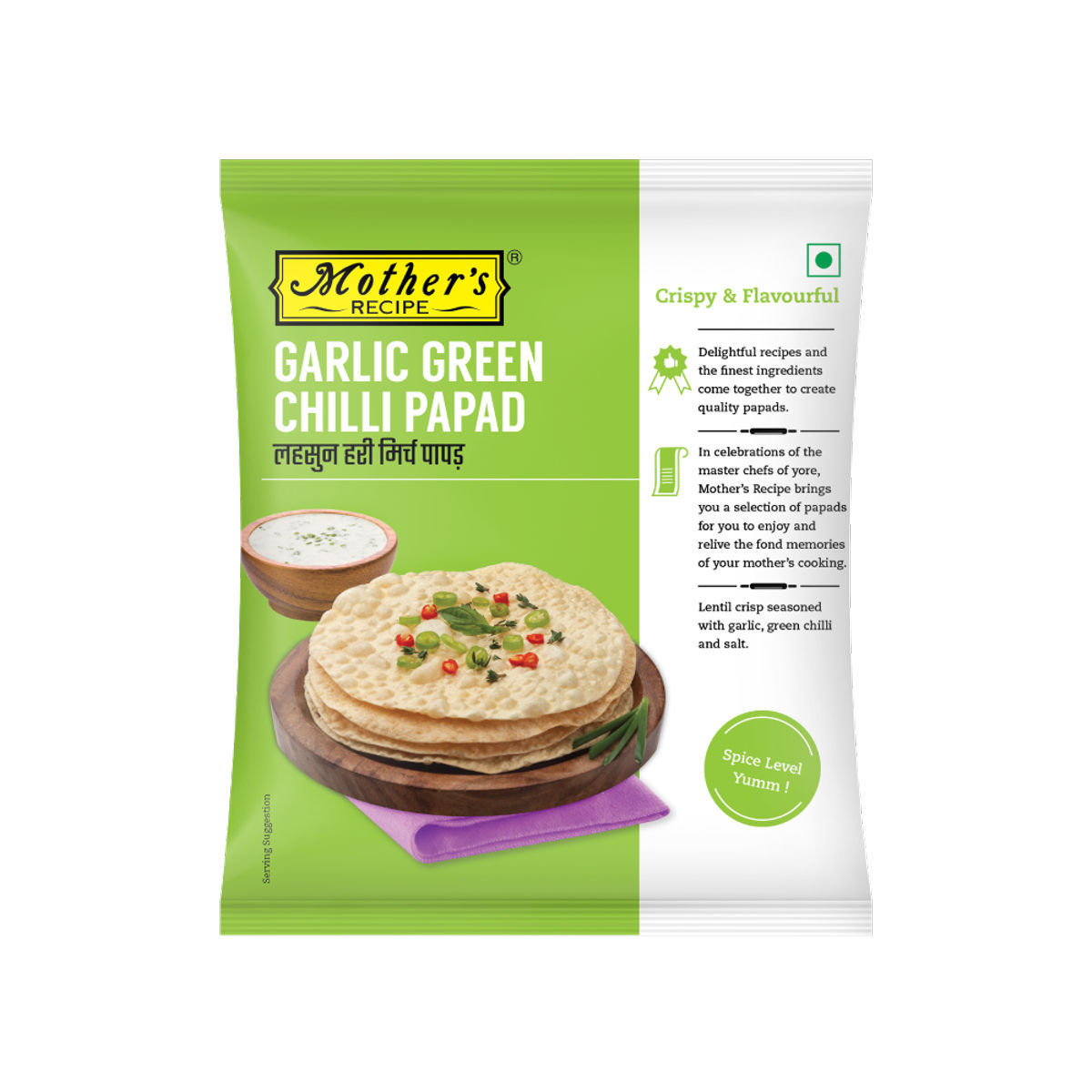 Mothers Recipe Papad - Garlic Green Chilli