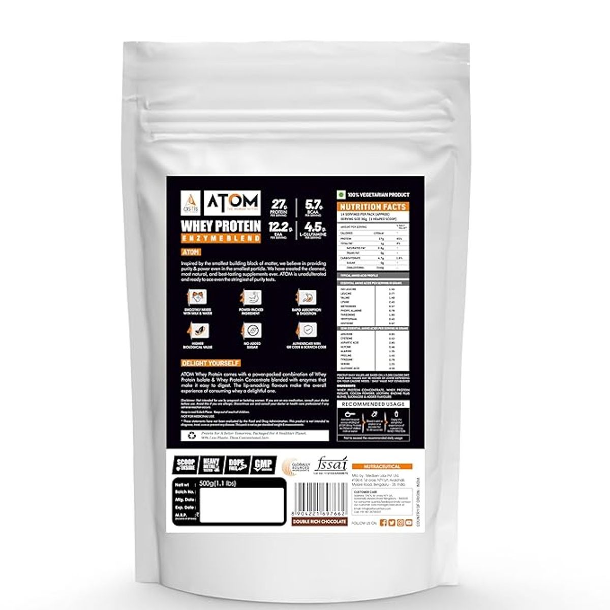 As-It-Is Atom Whey Protein With Digestive Enzymes - Double Rich Chocolate