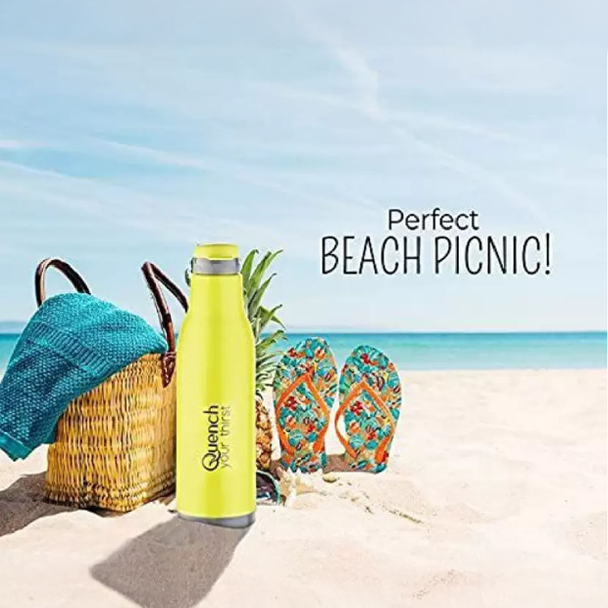 Nayasa Plastic Quench Water Bottle | Yellow - 600 ml