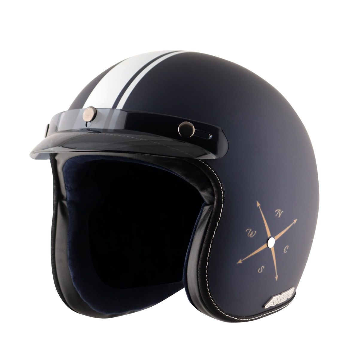 Axor Retro Jet Euro Globe Isi Ece And Dot Certified Open Face Helmet - Dull Royal Blue Helmet - XL