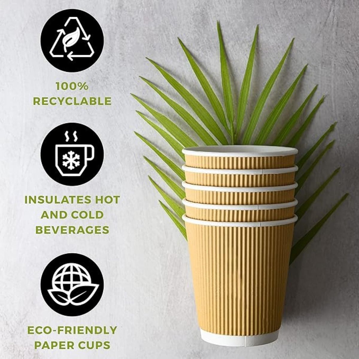 Naturepac Ripple Paper Cups 130 Ml 25 Pcs