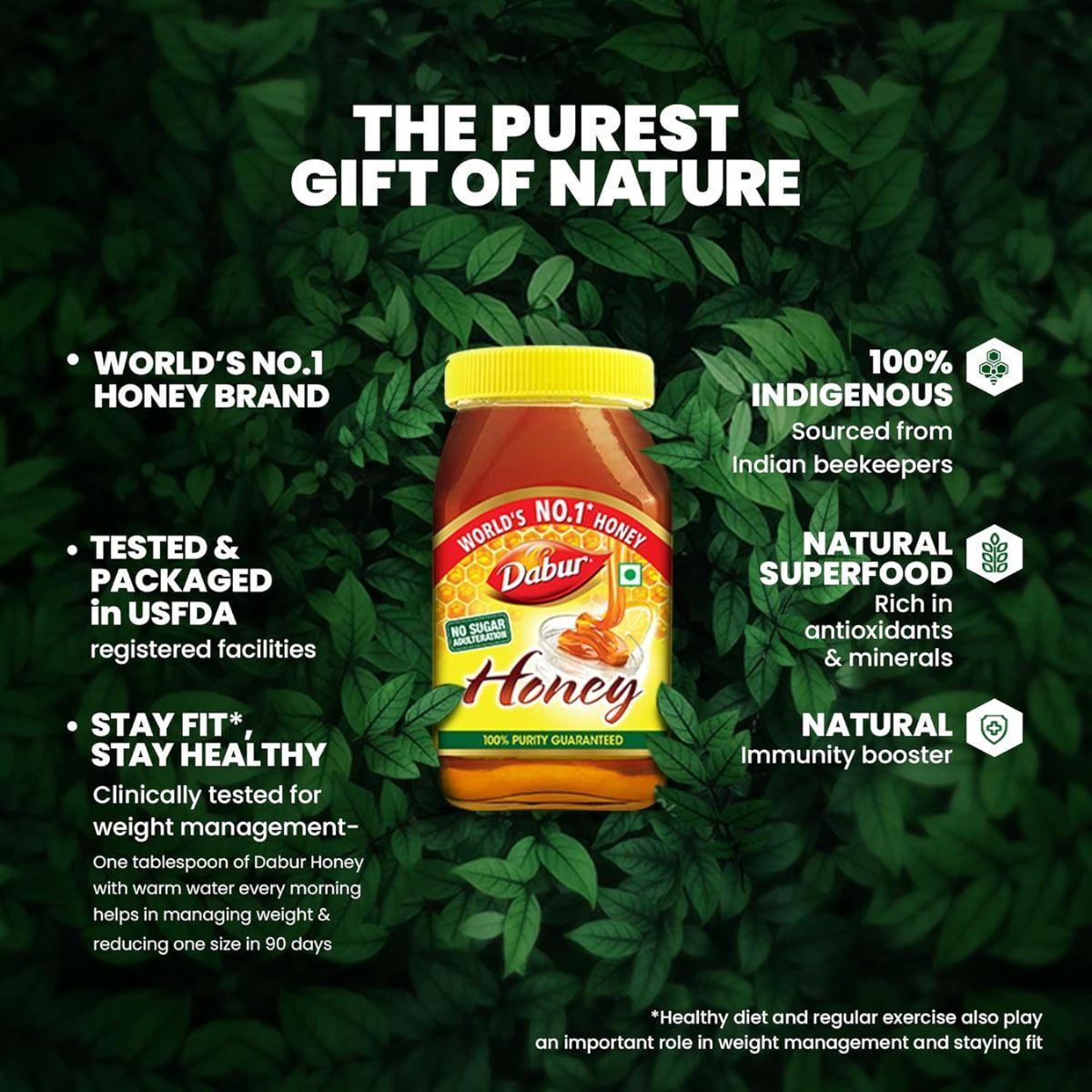 Dabur Honey - 100% Pure,Â  World's No.1 Honey Brand (No Sugar Adulteration) 100 gms Combo
