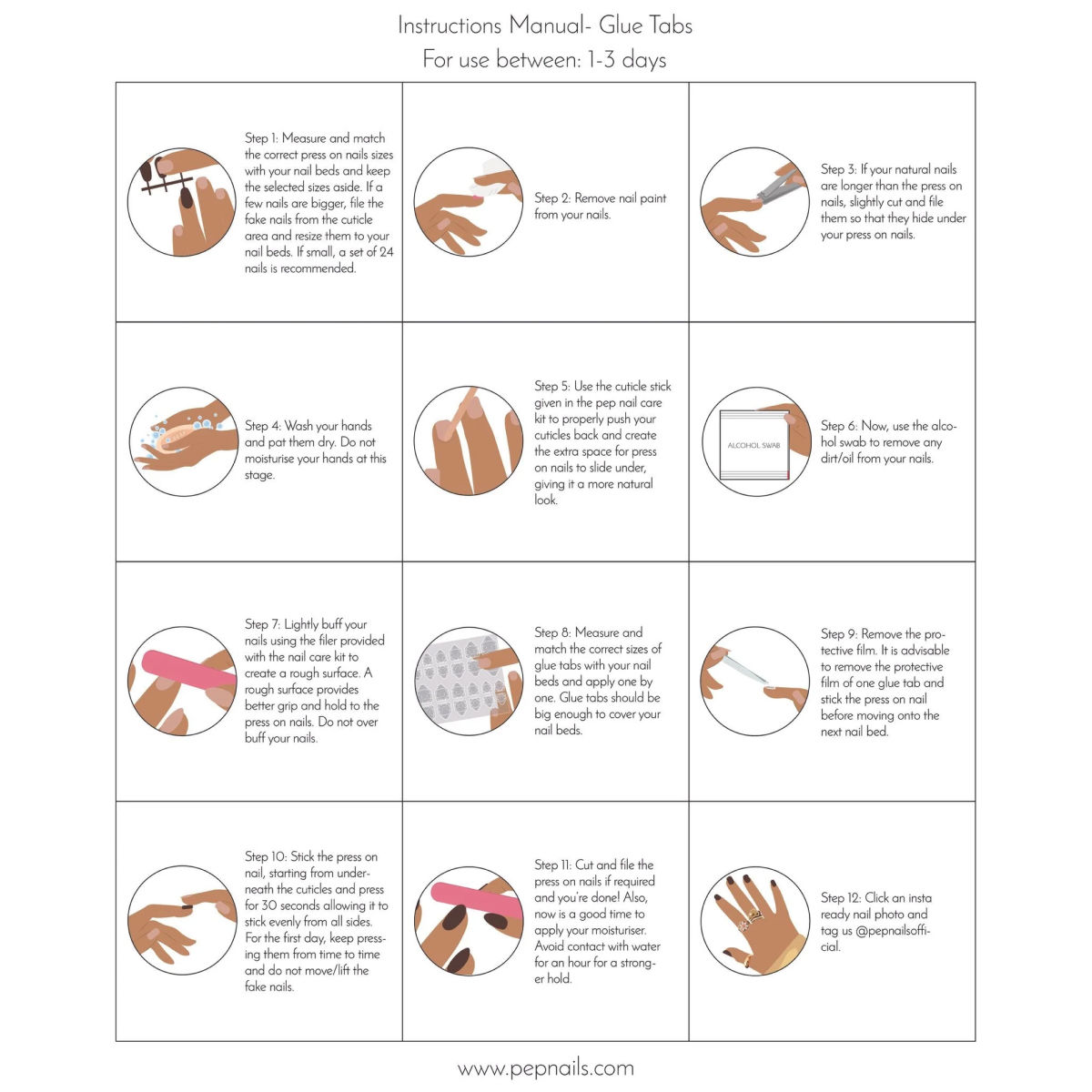 Pep Nails | Glue Tabs | Single Sheet Of 30 | Non Damaging | 1 Week Stay | Easy To Use And Remove