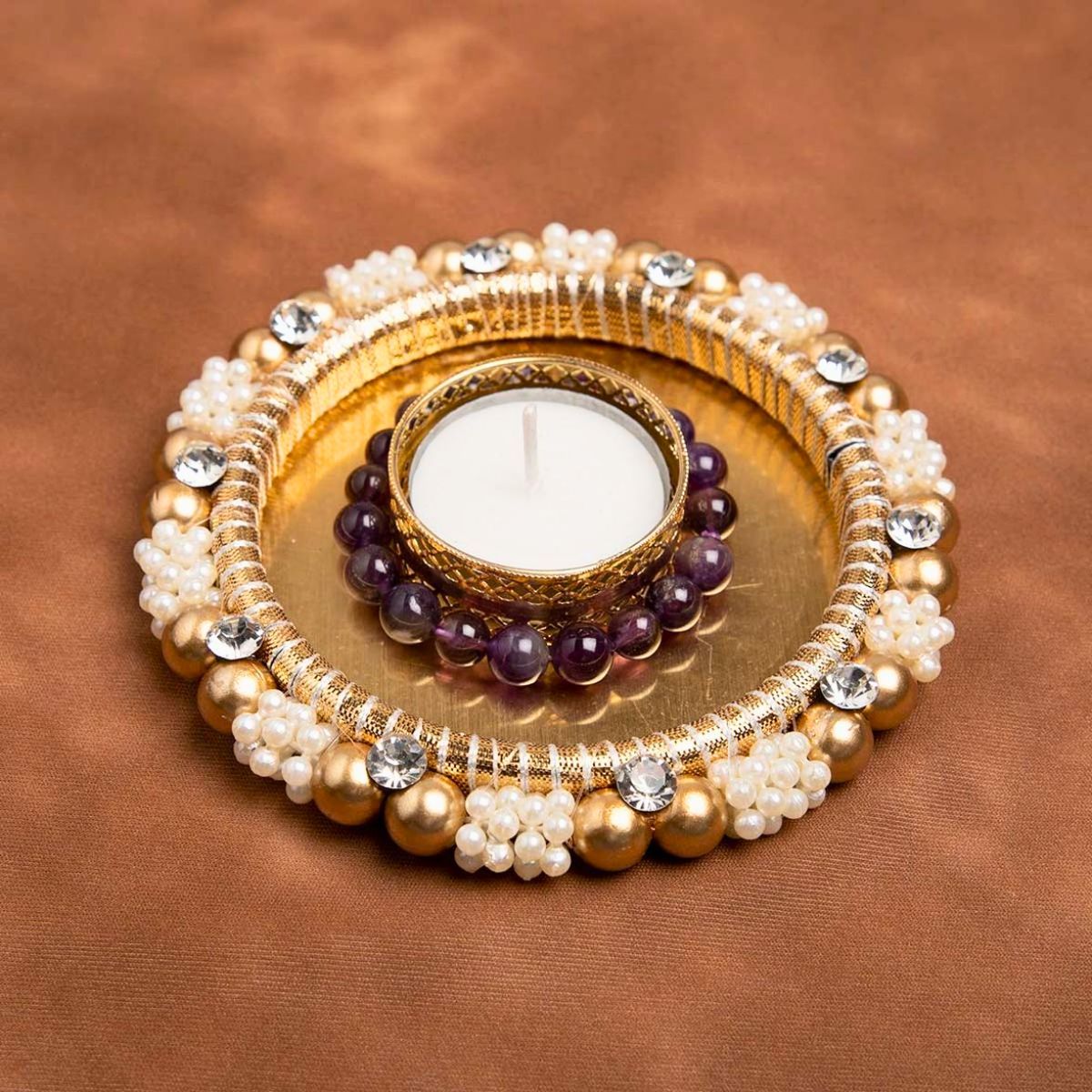 Bodh Gem and Crystals Aarti Thali With Amethyst