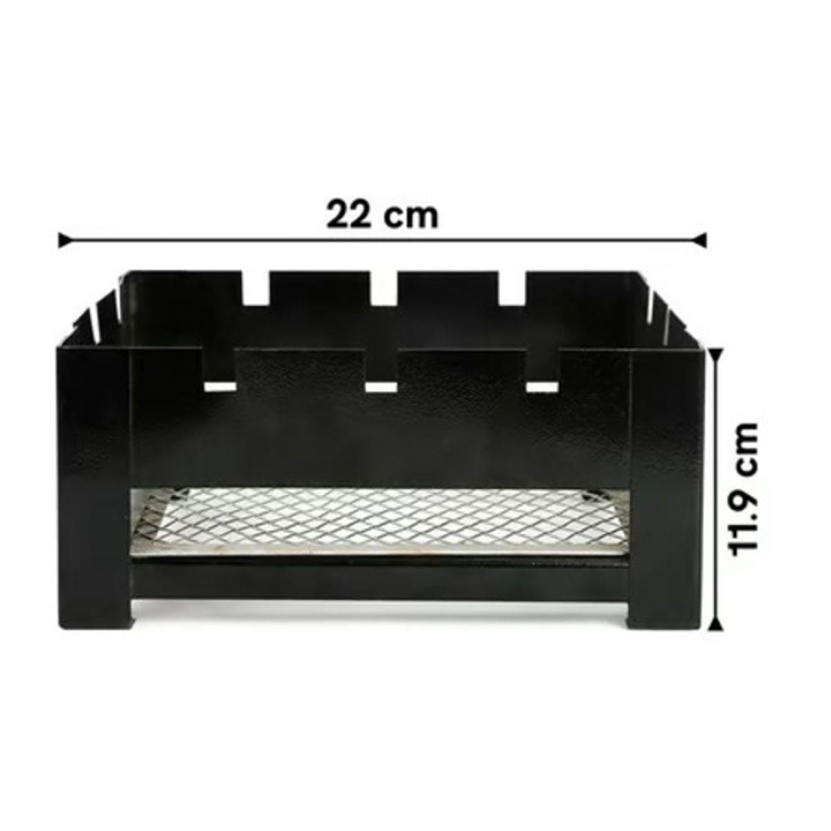Divine Vibes Portable Compact BBQ Grill Tandoor | Cast Iron | 3 Skewers and 1 Charcoal Tray | Black