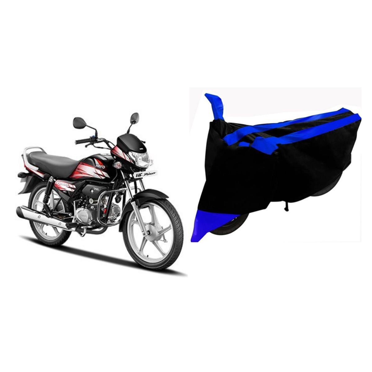 Sheen SBCBLUE20 Waterproof Two Wheeler Cover for Hero (HF Deluxe, Black, Blue)