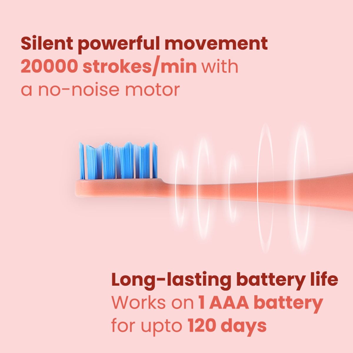 Dr.Dento Neo Sonic Electric Toothbrush | 2 Heads + Cover | 120 Day Battery - Coral Red