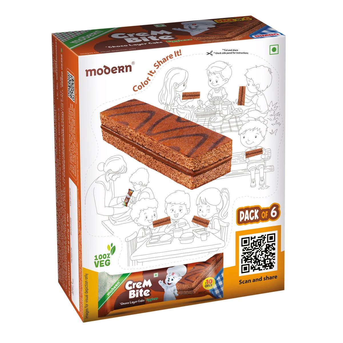 Modern Crembite Choco Layer Cake 6 in 1 Pack