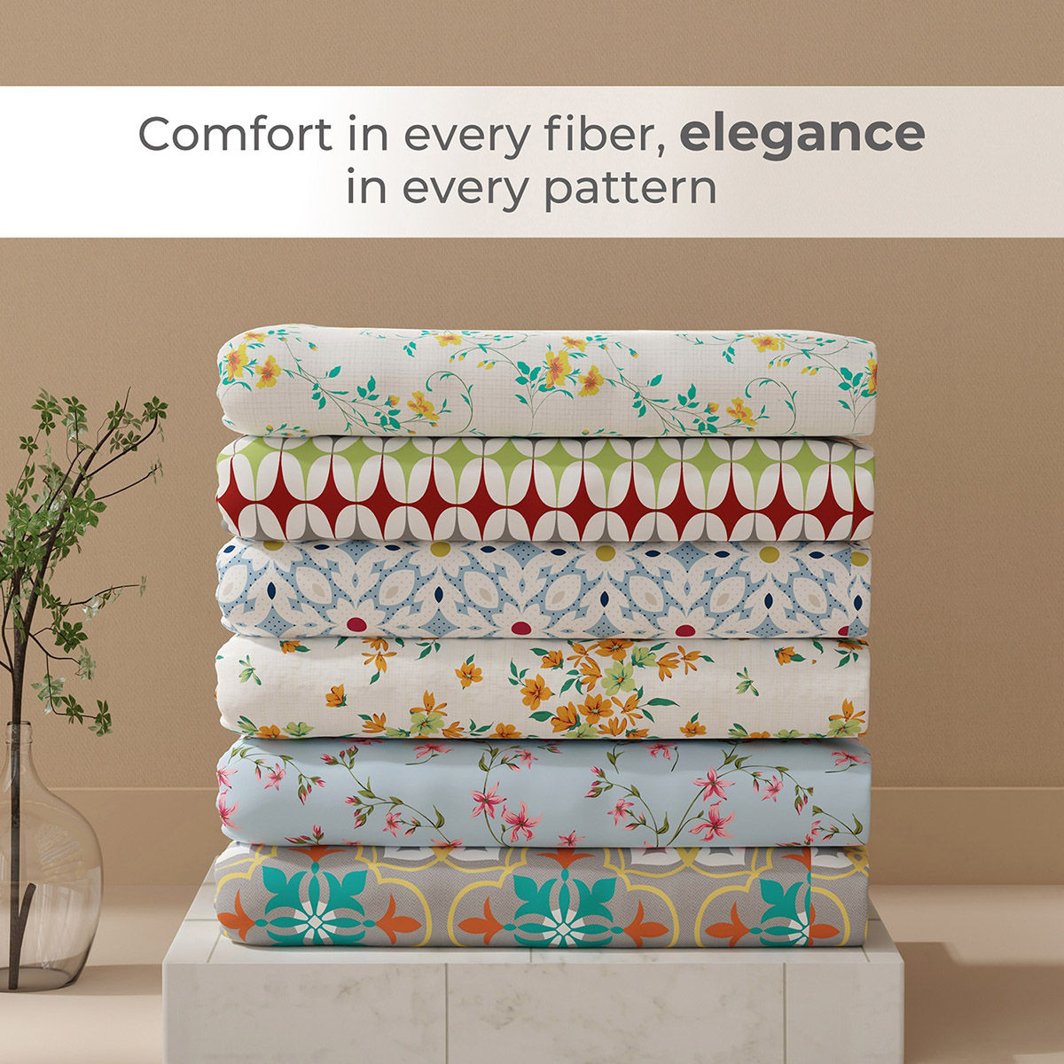 Layers Aria 125 GSM Multicolor Double Bedsheet with 2 Pillow Covers