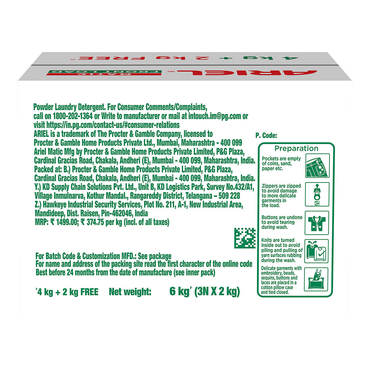 Ariel Matic Front Load Detergent Powder