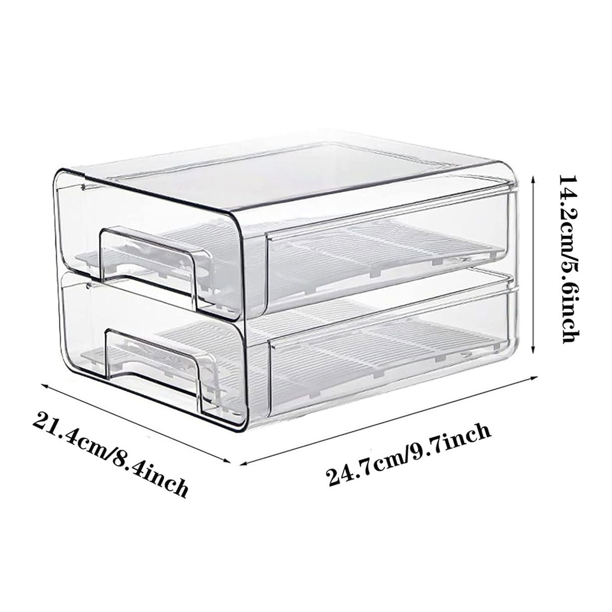 New Dawn 1 Box 2 Drawer Stackable Fridge Drawers Vegetable Storage Box For Fridge 4.5Ls