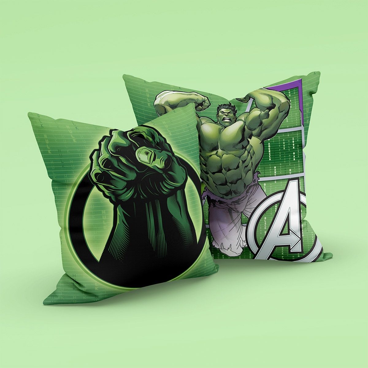 Sassoon Marvel Hulk Reversible Printed Filled Cushion | Green | 40 x 40 cm